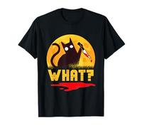 Horror Cat WHAT? Halloween Party Creepy Bloody T-Shirt