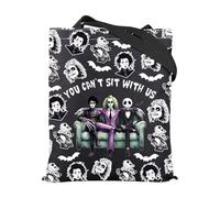 Horror Characters Gift You Can’t Sit With Us Halloween Tote Bag Scary Movies Gift Halloween Killer Friends Shopping Bag (With Us UK2)
