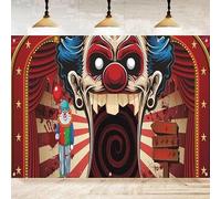 Horror Circus Halloween Photography Backdrop Purple Stripes Evil Clown Entrance Popcorn Scary Birthday Party Decor Background 180X120cm