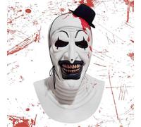 Horror Clown Mask, Art of Clown Mask for Adults, Horror Movie Character Latex Masks, Terrifier Costume Accessory with Mini Top Hat, Scary the Killer for Costume Cosplay Party Props
