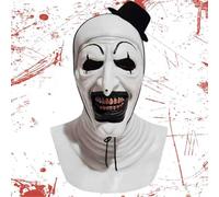 Horror Clown Mask, Art of Clown Mask for Adults, Horror Movie Character Latex Masks, Terrifier Costume Accessory with Mini Top Hat, Scary the Killer for Costume Cosplay Party Props