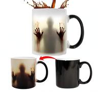 Horror Coffee Mug, Halloween Color Changing Magic Cup with Spooky Zombie Design - 11oz Ceramic Thermal Mug for Men & Women, Creepy Gift for Christmas, Birthday & Halloween Parties