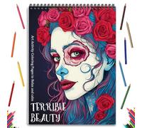 Horror Coloring Books for Adults Relaxation, Spiral Bound Coloring Book for Adults, Printed Single-Sided Mindfulness Coloring Pages, Mindfulness Gift for Women with 24 Patterns to Relax