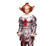Horror Costume Adult with Wig Horror Clown Joker Killer Fancy Dress Halloween Party Carnival (Small)