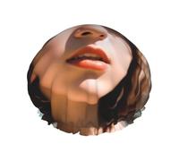 Horror Cute Girl Printed Double Layer Lined Shower Cap,Shower Caps For Women Reusable