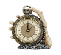 Horror & Dark Creatures About Time Skeleton Hand and Pocket Watch Mantel Clock - Resin