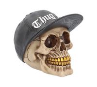 Horror & Dark Creatures Thug Life Skull with Gold Teeth and Baseball Cap Figurine - Resin