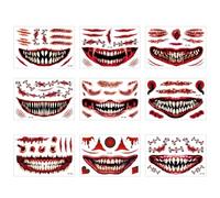 Horror Face Stickers,Zombie Temporary Decals - Halloween Scar Makeup Decals for Halloween, Cosplay Costume, Fright Night
