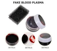 Horror Fake Blood 2pcs Black Plastic Sponge for Halloween Cosplay | Eye-catching Artificial Blood Prop, Not Easy to Fade, Party Makeup Tool with Food Coloring Finish