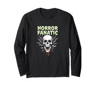 Horror Fanatic Skull Scream for Halloween Lovers Long Sleeve T-Shirt, Adult Unisex, Black, M
