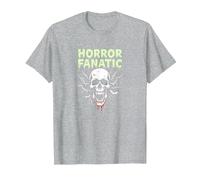 Horror Fanatic Skull Scream for Halloween Lovers T-Shirt, Men, Heather Grey, 4XL