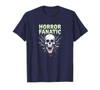 Horror Fanatic Skull Scream for Halloween Lovers T-Shirt, Men, Navy, 4XL