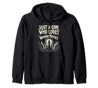 Horror Film Just A Girl Who Loves Horror Movies Spooky Vibes Zip Hoodie