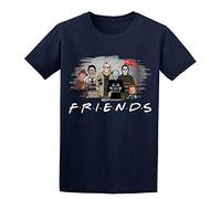 Horror Friends T-Shirt Jason Pennywise Jigsaw Freddy Krueger Scary Mens T Shirts Navy Blue