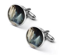 Horror Ghost Gothic Shirt Cufflinks Round Cuff Links for Business Wedding Party Father's Day Gift 1.7cm
