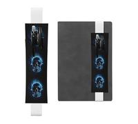 Horror Ghost Skull (1) Leather Pen Pouch Bookmark â€“ Full-Print Dual-Sided PVC Leather Bookmarker with Elastic Band for Notebooks, Journals & Planners (8â€“10 in Pens, 2â€“3 Capacity)