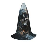 Horror Ghost Skull Print Adults Unisex Hooded Cloak Variety Robe For Halloween Cosplay Christmas Carnival, Black, Medium