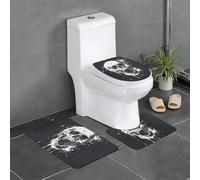 Horror Ghost Skull Print Bathroom Rugs Sets 3 Piece Bath Mat Bathrooms Flannel Mats,for U-Shaped Toilet Tub Shower