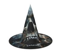 Horror Ghost Skull Print Carnival Halloween Witch Hat Costume Accessory Foldable Cap Party Masquerade Decor