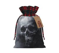 Horror Ghost Skull Print Christmas Drawstring Gift Bags For Xmas Wrapping Festive Packaging Goodie Bags