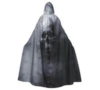 Horror Ghost Skull Print Halloween Hooded Cloak for Women Men Witch Cape Robe Carnival Cosplay Costume Parties Black