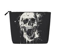 Horror Ghost Skull Print Makeup Bag Cosmetic Bag for Women Large Capacity Travel Makeup Bag Zipper Pouch