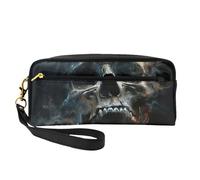 Horror Ghost Skull Print Pencil Case Makeup Bag for Girls Students Cosmetic Pouch for School Office Travel