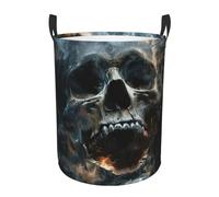 horror ghost skull Print Round Laundry Hamper,Collapsible Waterproof Clothes Basket,Space-Saving Storage Bin