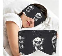 Horror Ghost Skull Print Sleep Blindfold Wide Band Adjustable Full Coverage Night Mask