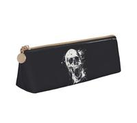 Horror Ghost Skull Print Triangular Pencil Case Pouch Large-Capacity Stationery Organizer Office Accessory