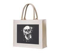 Horror Ghost Skull Print Women Men Tote Bag Reusable Shopping Beach Travel Canvas Lightweight Everyday