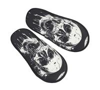 Horror Ghost Skull Printing Furry Slippers Washable Fuzzy Slippers Soft House Slipper For Mens Women Bathroom M