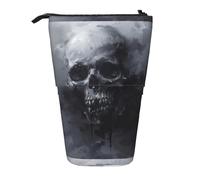 Horror Ghost Skull Vertical Retractable Pencil Case Makeup Bag Wallet Storage Bag for Pens Pencils and Small Items
