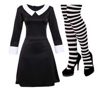 Horror Girl Dress & Tights I Love Fancy Dress Black Small