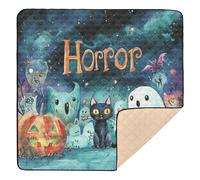 Horror Halloween Black Cat Scene Soft Foam Baby Playmat for Floor Cozy Breathable Activity Gym Mat for Babies Infants Toddlers, 50'' x 50''