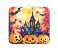 Horror Halloween Pumpkin Haunted House Dish mat Reusable Rectangle Small Drying mats for countertop 16x18 Easy Clean Decorative Home Decor Essentials