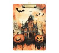Horror Halloween Pumpkin Spooky House Acrylic Document clipboard Standard Letter A4 Size Waterproof for Classroom Supplies for Teachers high School Gold 12x9in Tabla para escribir