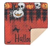 Horror Halloween Spooky Skeleton Orange Jack-o'-Lantern Spooky Skeleton Large Stylish Baby Activity Play Mat for Indoor Outdoor Washable Infant Play Activity Mat for Baby Toddler Infant,