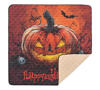 Horror Halloween Spooky Skeleton Orange Soft Thick Baby Activity Play Mat for Indoor Outdoor 1-Piecing Infant Play Mat for Baby Toddler Infant, 50'' x 50''