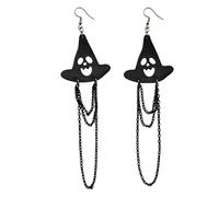Horror Halloween Themed Bat Skull Earrings with Moving Fringe Themed Costumes Earrings Perfect for Cosplay Parties Halloween