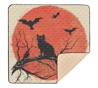 Horror Halloween Web & Cat Cute Foldable Baby Activity Play Mat for Floor Non-Toxic Padded Baby Mat for Baby Toddler Infant, 50'' x 50''