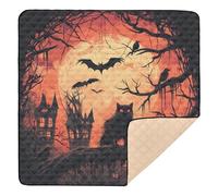 Horror Halloween Web Crows Tree Branches Black Cat Halloween Soft Foam Baby Gym & Activity Mat for Floor Comfortable Baby Crawling Mat for Baby Toddler Infant, 50'' x 50''