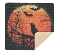 Horror Halloween Web Crows Tree Branches Black Cat Halloween Soft Thick Baby Gym & Activity Mat for Floor 1-Piecing Baby Kick Crawling Mat for Babies Infants Toddlers, 50'' x 50''
