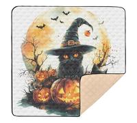 Horror Halloween Witch Cat Fun Soft Foam Baby Activity Play Mat for Floor Cozy Breathable Playroom Activity Mat for Babies Infants Toddlers, 50'' x 50''