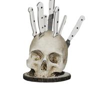 Horror Head Shape Knives Holder - Kitchen Skeleton Storage Kn-ifes Holder, Scary Skeleton Knives Holder, Gothic Skull Skeleton Knives Holder, Horror Head Rack for Kitchen Counter Decor 15x17cm
