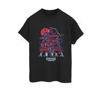 Horror House Cotton Boyfriend T-Shirt Stranger Things Black L
