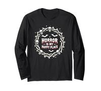 Horror is My Happy Place Macabre Goth Fan Halloween Long Sleeve T-Shirt, Adult Unisex, Black, L