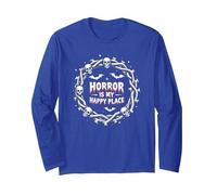 Horror is My Happy Place Macabre Goth Fan Halloween Long Sleeve T-Shirt, Adult Unisex, Royal Blue, XXL