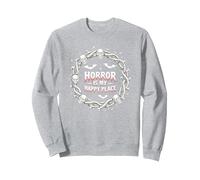 Horror Is My Happy Place Macabre Goth Fan Halloween Sweatshirt, Adult Unisex, Heather Grey, XL