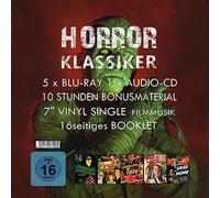 Horror-Klassiker Box - 5 Blu-rays + 1 Audio-CD + Vinyl 7" - Limited Edition 300 Stück - DAS GRAB DER MUMIE / DRACULAS TOCHTER / INSEL DER VERLORENEN SEELEN / REBELLION IN DER TIEFE / MONSTERMANN VERBREITET SCHRECKEN